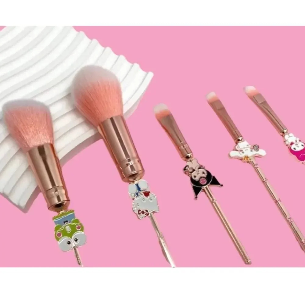 Hello Kitty Kuromi Brush Set Foundation Blending Conceal Eyebrow Powder + Pouch